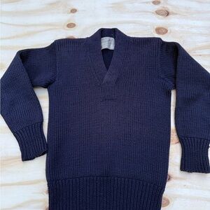Vintage RochellI Men’s Sweater 100% Wool Hand Finished Navy Blue Unisex S-M